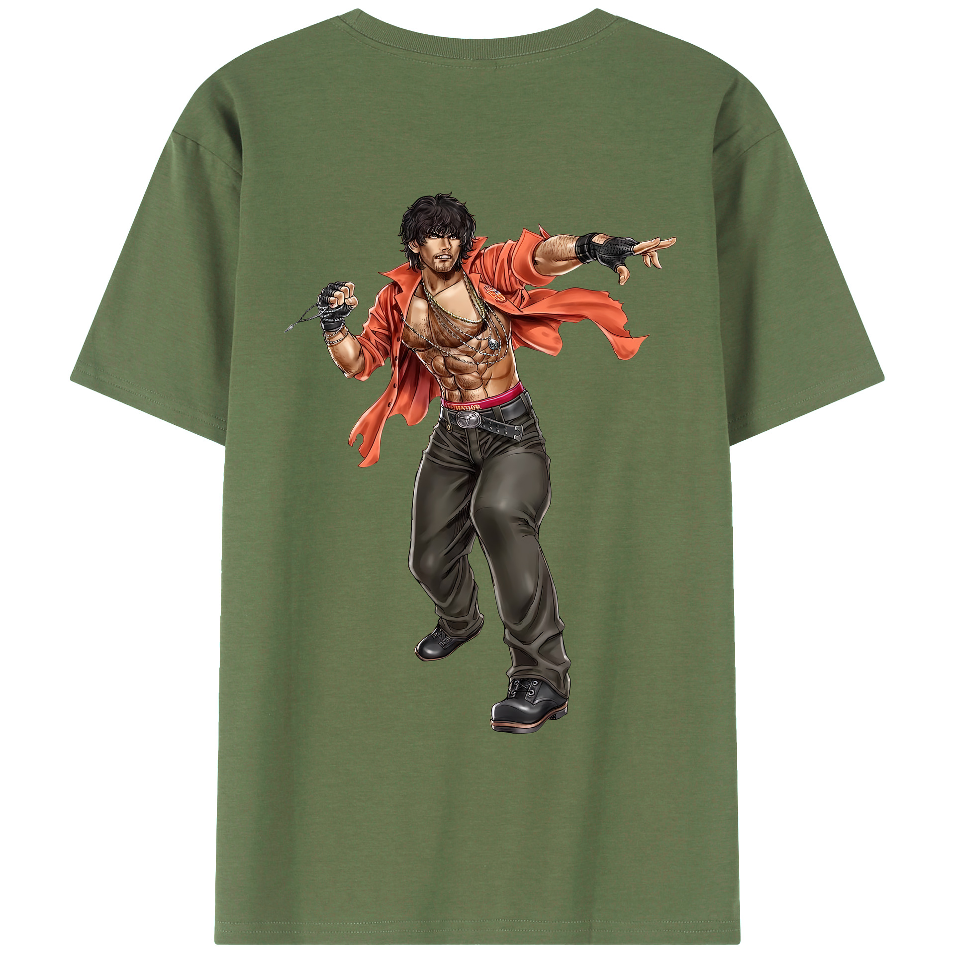 （画像用） 北斗の拳 Fist of the North Star 綿100％ メンズ半袖Tシャツ（バックプリント） 通気性